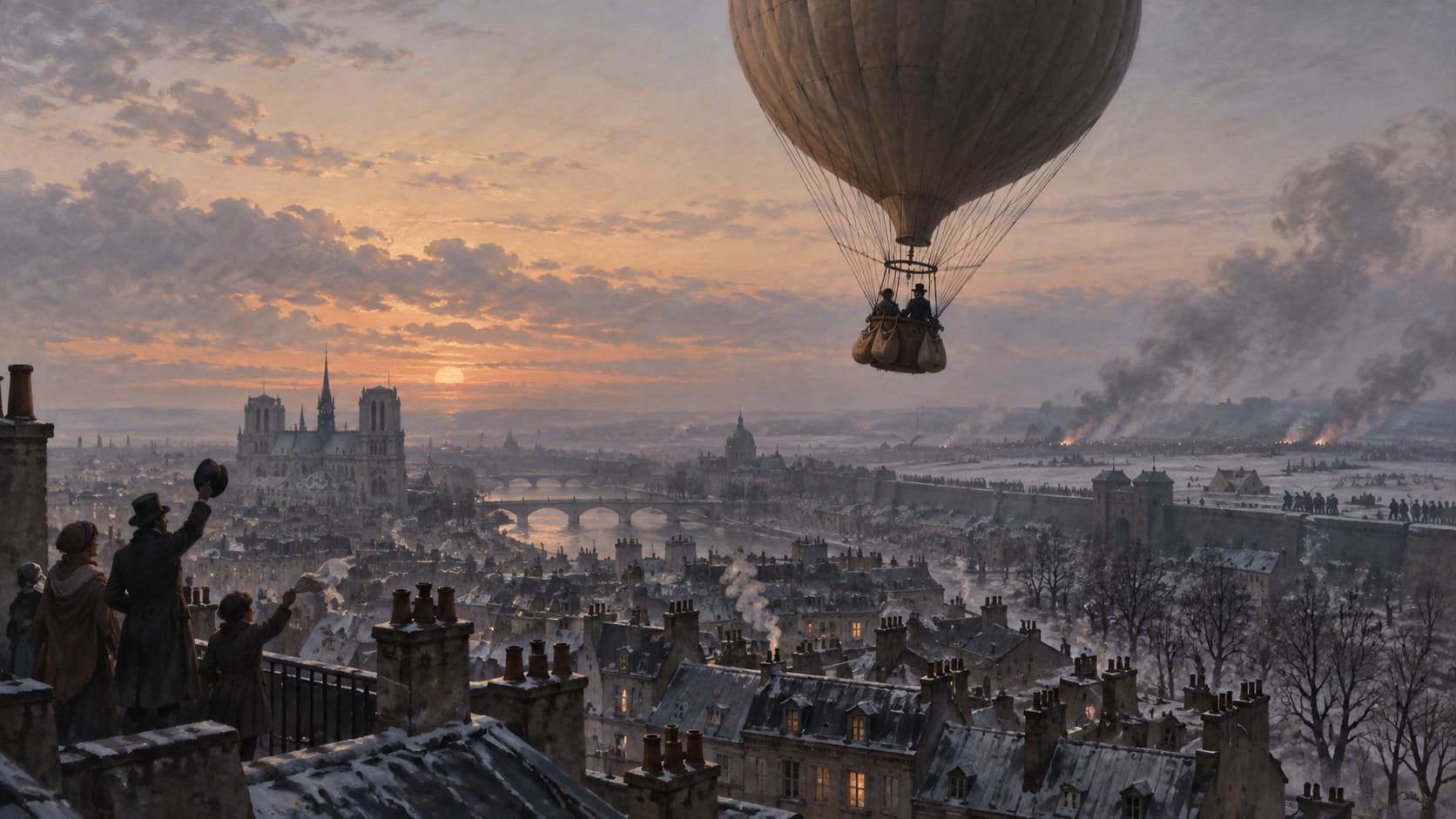 Ballons über dem belagerten Paris im Jahr 1870